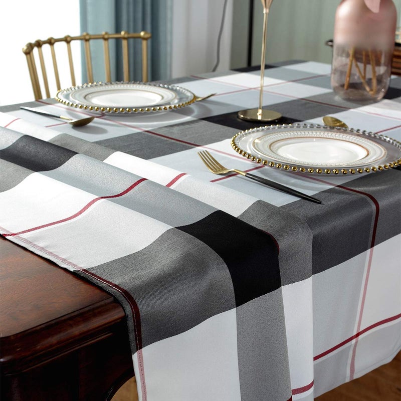 SASTYBALE Rectangle Tablecloth Plaid Style Polyester Table Cloth Spillproof Dust-Proof Wrinkle Resistant Heavy Weight Table Cover for Kitchen Dinning Tabletop (Rectangle/Oblong, 60" x 102" (8-10 Seats),Grey) - Image 5